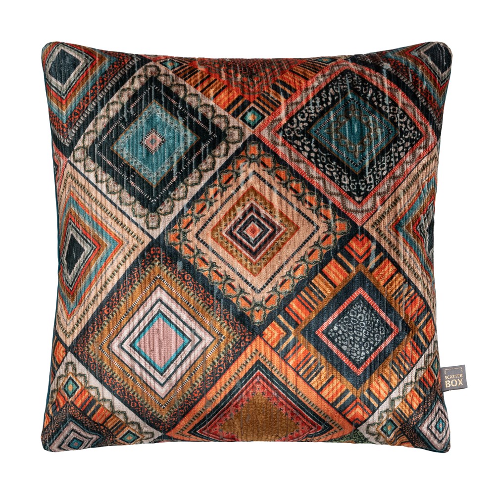 Rio Geometric Cushion by Scatter Box in Teal & Orange